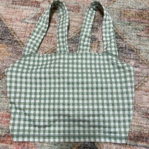 Green and white check tank